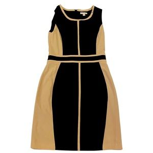 New York & Company size 8 color block professional dress beige and black